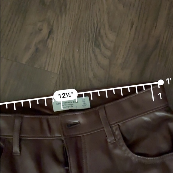 Abercrombie & fitch the 90s straight ultra high rise leather brown pants - Picture 3 of 4